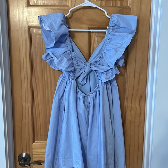 Day+Moon Light Blue Ruffle Sleeve Mini Dress Small - Picture 4 of 4